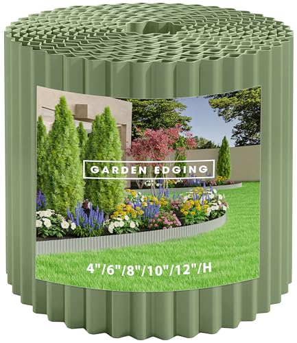 Metal Garden Edging Border, Corrugated Steel Landscaping, DIY for Lawn (Green, 6 Inch x 20FT)