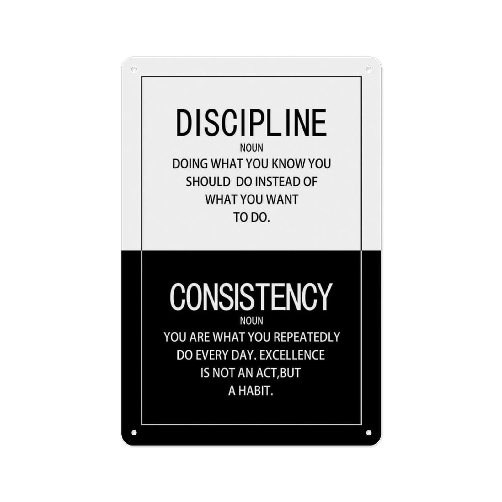 peiyeety Discipline Consistency Noun Quote Posters Metal Tin Sign, Educate Decorative Signage For Classroom Or Home 12X8 Inch