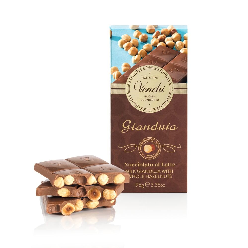 Venchi - Milk Gianduia with Piedmont Hazelnuts Chocolate Bar, 100 g - Gluten Free
