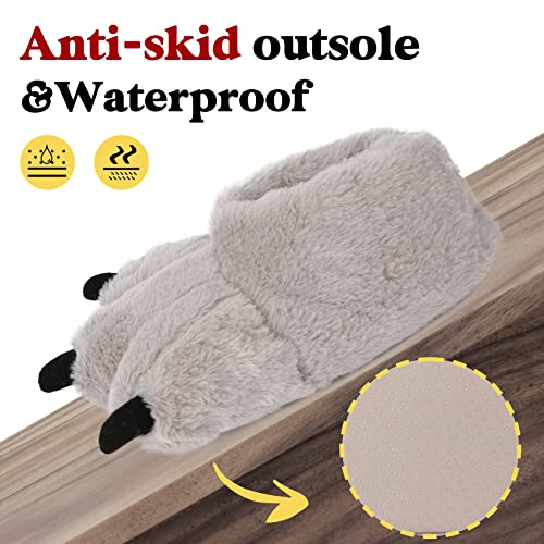Image of Women Plush Animal Paw Slippers Funny Novelty Bear Claw Slippers Cozy Furry Warm Memory Foam Slippers Gifts for Halloween Christmas