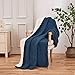 Longhui bedding Acrylic Cable Knit Sherpa Throw Blanket - Thick, Soft, Big, Cozy Grey Blue Knitted Fleece Blankets for Couch, Sofa, Bed - Large 50 x 63 Inches Gray Blue Coverlet All Season