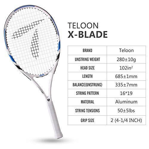 Teloon Recreational Adult Tennis Rackets-27 Inch Tennis Racquet For Men And Women College Students Beginner Tennis Racket. (V4-White And Blue) #TOP1
