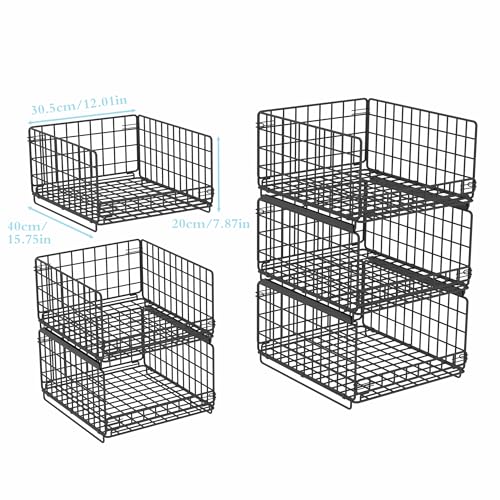 UMDONX 3 Pack Pull out Closet Storage Organizer Drawer Stackable Clothes Bins, Cupboard Cabinet Clothing Basket Rack Wardrobe Wire Shelf (Durable Metal Black Load 50LBS) by UMDONX - Used condition - CA$38.07