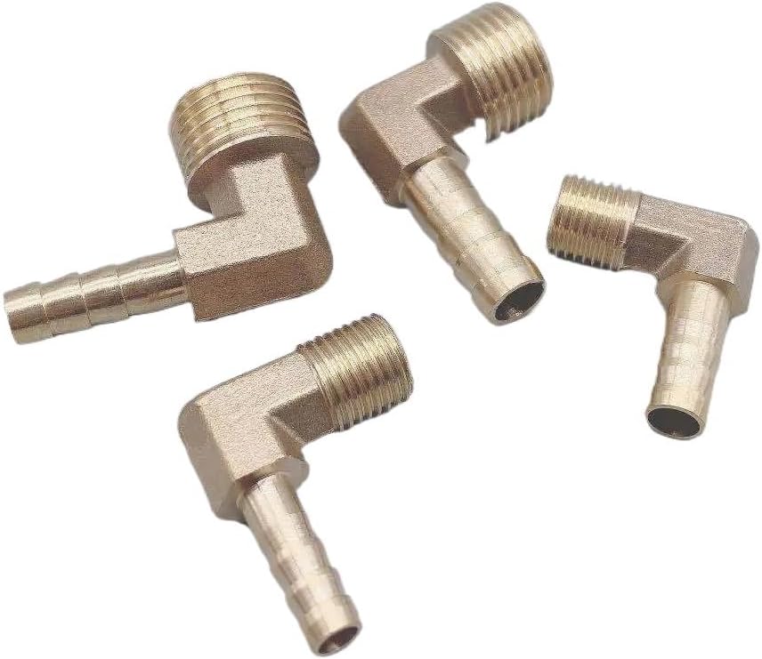 Brass Elbow 10pcs Elbow Brass Barbed Fitting Connector Adapter Copper For RV Water Hoses(10mm,1/4")
