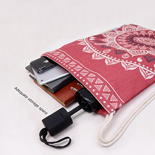 Miomao Drawstring Backpack Gym Sack Pack Mandala Style String Bag With Pocket Canvas Sinch Sack Sport Cinch Pack Christmas Gift Bags Beach Rucksack 13 X 18 Inches Flame Scarlet #TOP1