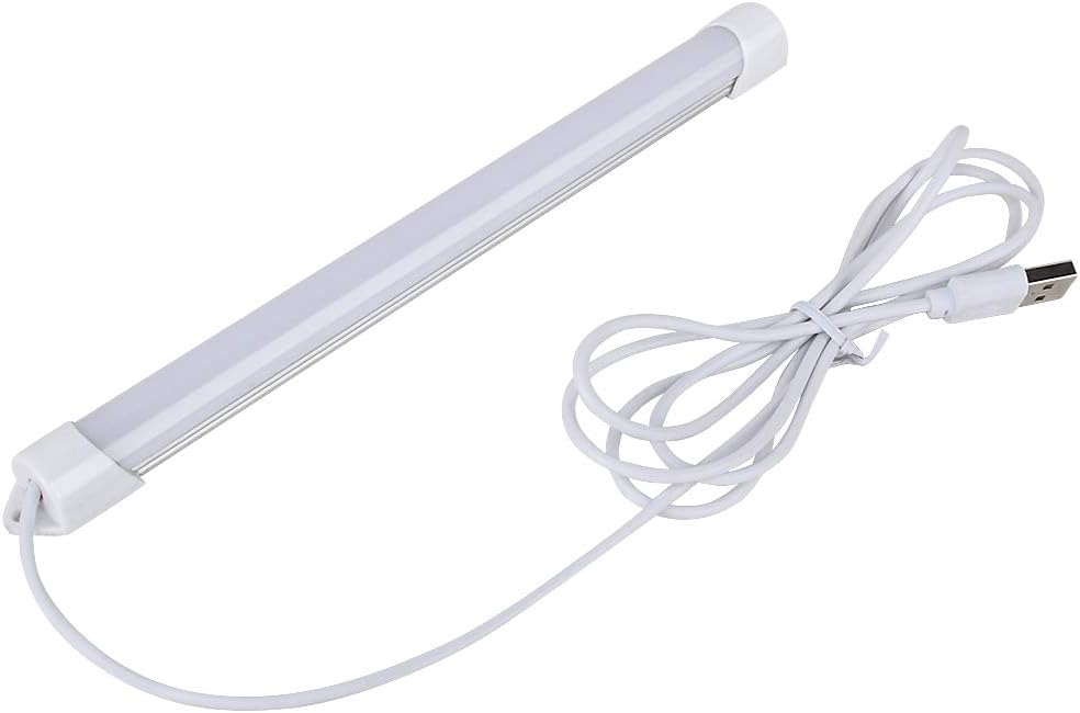 Kecent Portable USB 5W Desk Lamp Night Light Under Cabinet Lighting Led Strip Lights Table Lamps Bar with Cool and Warm White Color Light for Reading Closet Drawer,8.7in (White)