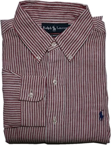 [ポロ ラルフローレン] ボタンダウンシャツ リネン 長袖 レッド 607[並行輸入品] Mのサムネイル