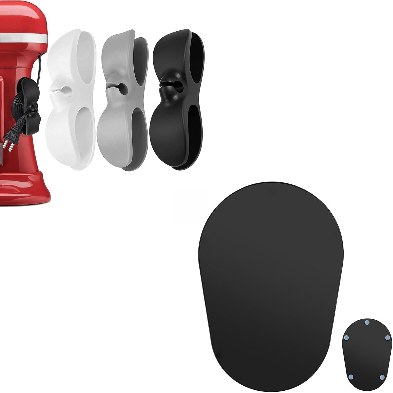 Kitchen Appliance Cord Winder Buddle with Metal Mixer Slider Mat for 5-8Qt KitchenAid Mixer