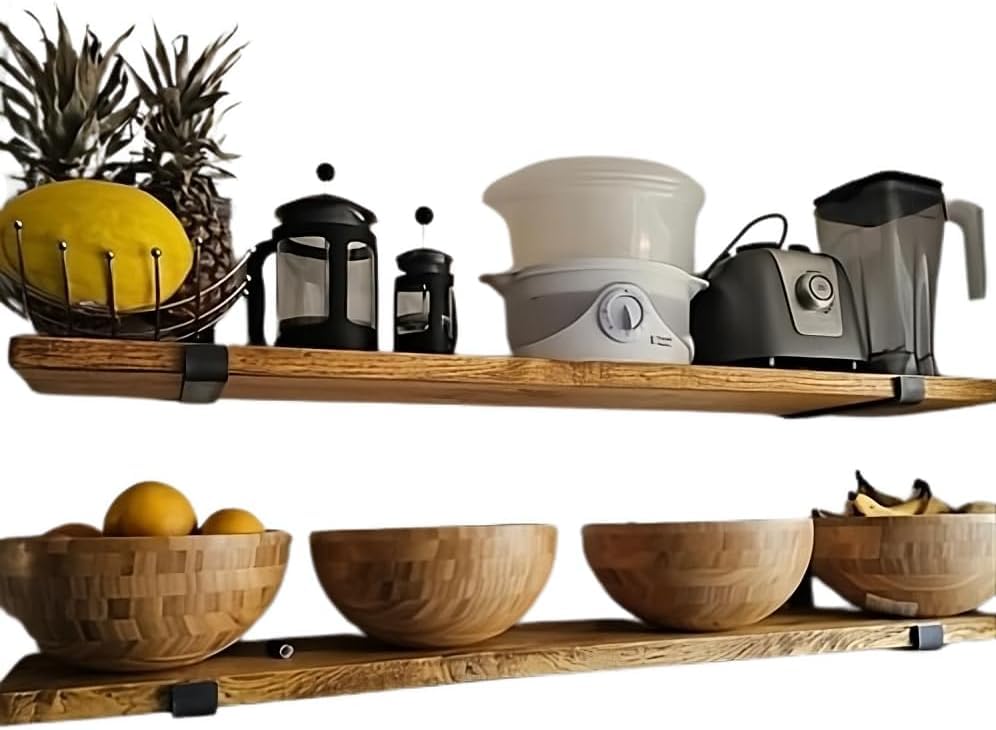 Urban Reclamation Rustic Wall Shelf Handmade Solid Wood Reclaimed Timber Shelf (inc Brackets) | 11cm x 3cm (Teak, 70cm)