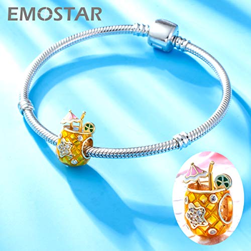 Rose Gold Tropical Drink Charms, 925 Sterling Silver Pineapple Beads With Cz, Fits Pandora Summer Beach Bracelet, Gifts For Holiday/Women/Hawaii/Mothers Day #TOP4