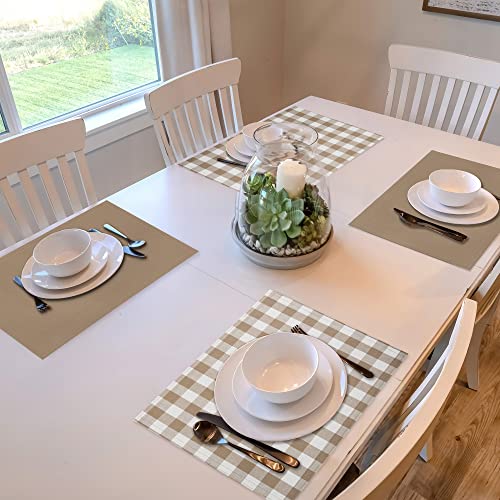Buffalo Check Reversible Place Mats, 4 Pack, Taupe - 12" X 18" - Premium & Durable Plaid Placemats Are Wrinkle-Free - Stain-Resistant And Machine Washable By Achim Home Decor #TOP5