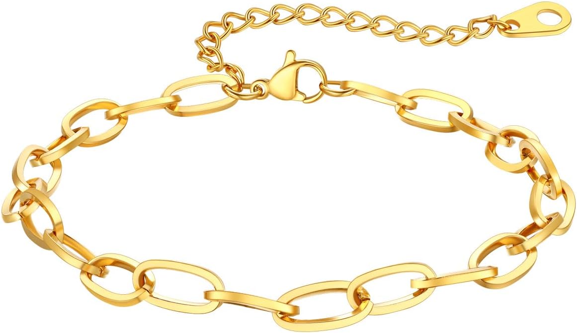 ChainsPro Stainless Steel Waterproof Anklet for Women, Adjustable Non Tarnish Layered Anklets, Trendy Dainty Cuban Link Ankle Bracelet Beach Jewelry Gifts for Swimming & Daily Wear (8.5+2 inches)