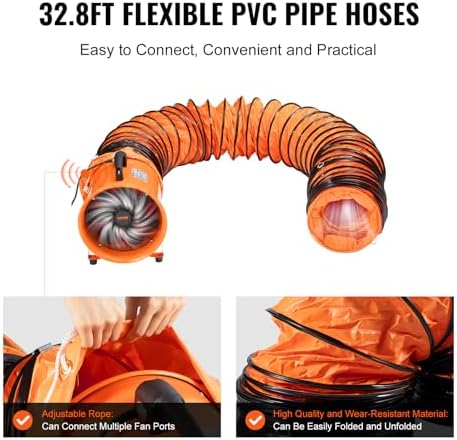 Bild 3 - VEVOR Bauventilator 365-W-AC-Motor Baugebläse 2810 U/min Baulüfter Gebläse 1214 L/s (2574 CFM) Axiallüfter 10 m Schlauch Axialgebläse 79 dB Geräuschpegel Industrielüfter IP44