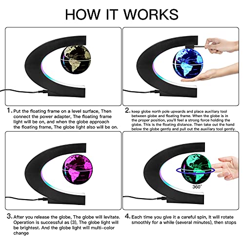 Gresus ML01C Multicolor Changing Magnetic Levitation Floating World Map Globe thumb #3