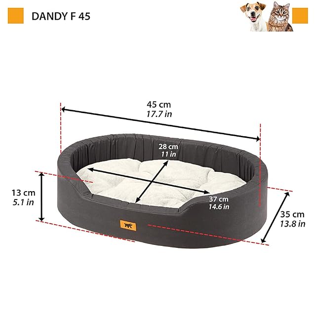 Foto 2 de 2 de Ferplast Cama para Perros Dandy - Cojín Extraíble y Lavable, Funda Reversible de Algodón y Peluche…