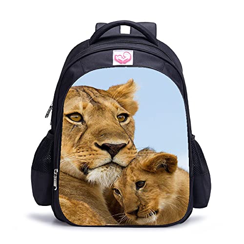 Sac à dos scolaire pour enfants motif Lion étanche - Grand sac de loisirs décontracté 16 pouces