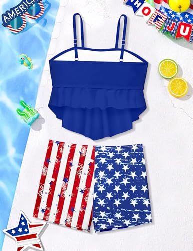 Girls Swimsuit Solid Tankini Palm Tree Shorts 2 Pcs Set Adjustable Straps Padded Swimsuits for Teen Girls Bathing Suit4