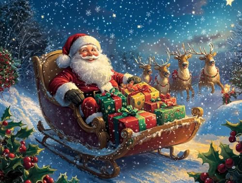 Peinture par numéro adulte cerf de Noël 90x120cm sans cadre pour loisirs créatifs