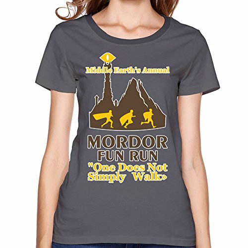 Zeyanzehong Mordor Fun Run Middle Earth's Annual Funny Graphic Tee Women Short T Shirt Grey XL