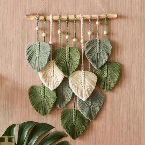 Tissage macramé mural 3 feuilles pour salon esthétique - 5
