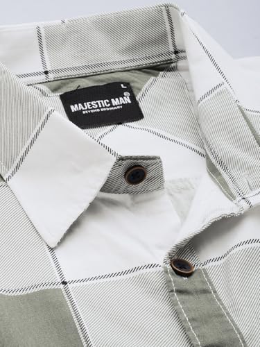 Image of Majestic Man Stylish Slim Fit Cotton Spread Collar Checked Casual Shirt