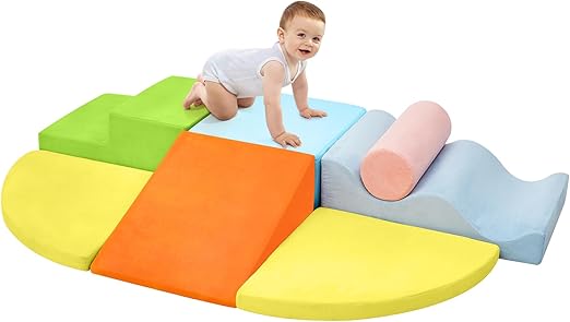 Climbing Toys for Toddlers, Toddler Climbing Toys Indoor, 7-Piece Soft Foam Climbing Blocks Set, Toddler Playtime Corner Climber Indoor Foam Play Gym for Climbing Crawling and Sliding