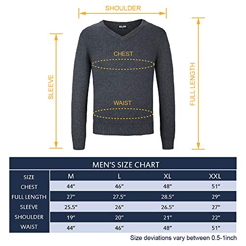 Kallspin Men's Cashmere Wool Blend Relax Fit V Neck Pullover Sweater (Charcoal, 2X-Large) #TOP6