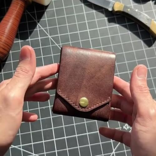 Multifunctional Compact Wallet Handmade Faux Leather Banknote Storage with Pen Slot Brown Slim Minimalist Bifold Card Holder for Men Daily Commuting Business Travel Thin Credit Card3