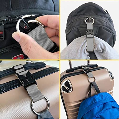 Image of GORGECRAFT 2Pcs Luggage Straps Coat Jacket Gripper Holder Suitcase Belt Clip Ring Hook White Adjustable Belt Straps with Iron Hinged Rings and Plastic Release Buckle Polyester Travel Accessories