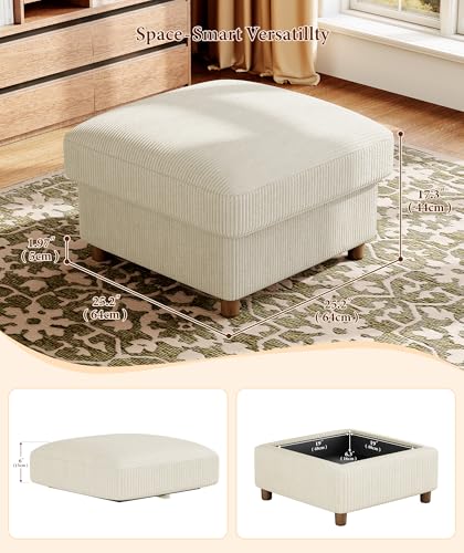Image of Kidirect 70in U Shaped Couch, Modular Sofa No Tool Assembly, Comfy Sectional Couches for Living Room 21in Deeper Seats, Corduroy Sofas for Living Room with 2 Pillows, Loveseat Sofa Set, Beige Couch