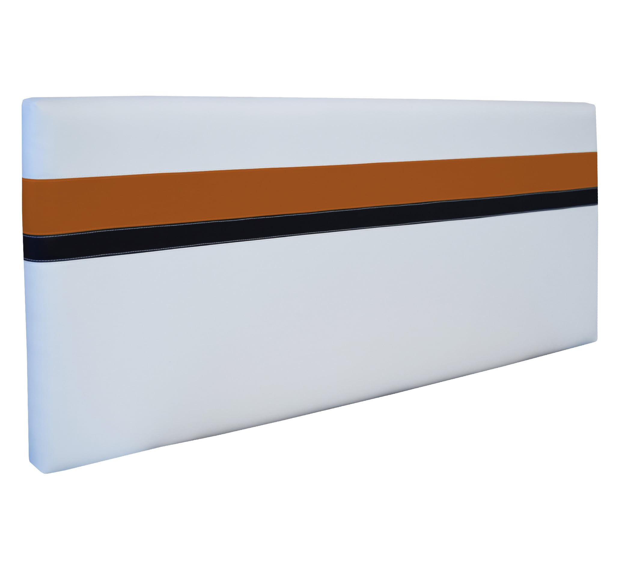 ONEK-DECCO Cabecero de Cama tapizado en Polipiel Mod. Bristol, Acolchado de Espuma,de niño, Juvenil y Matrimonio, Cabezal de Colgar Altura 70cm. (105x70, Blanco-Negro-Naranja)