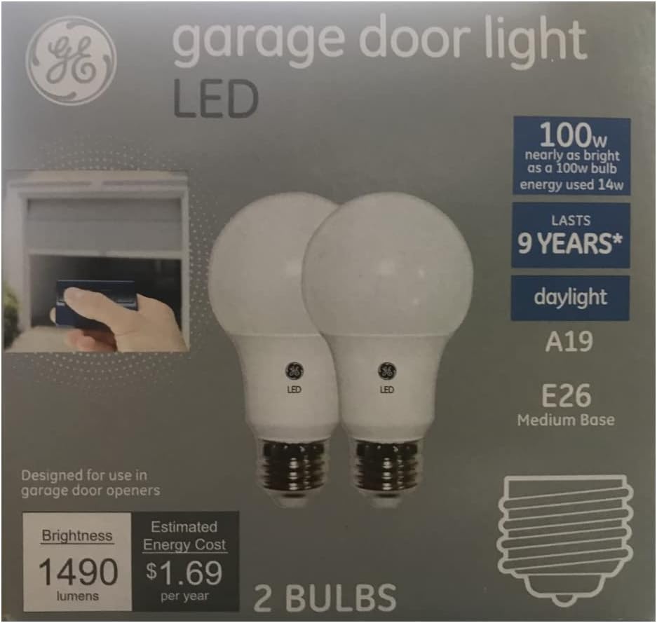 GE Garage Light 100-Watt EQ A19 Daylight LED Light Bulb (2-Pack)