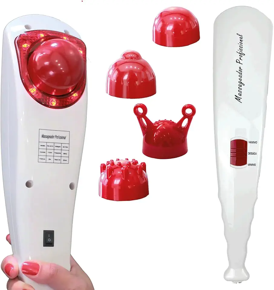 Aparelho Massageador Elétrico 3 Ponteiras Corporal Infravermelho Portátil Percussão(110v)