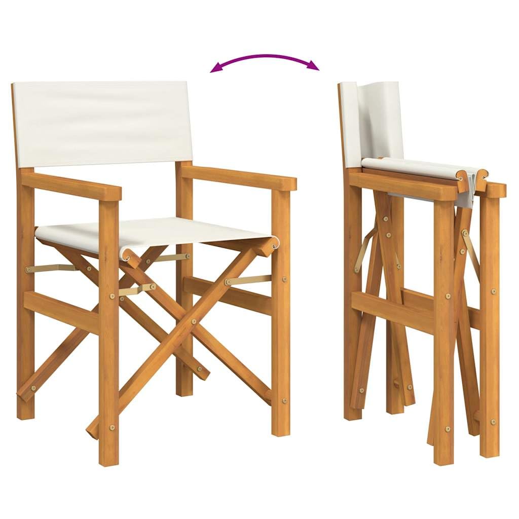 Brokky Sedia da Regista Pieghevole Crema in Legno Massello di Teak|Sedie da Regista Poltrona Pieghevole in Alluminio Sedile Portatile Leggero Poltroncina Mare Spiaggia Camping Campeggio