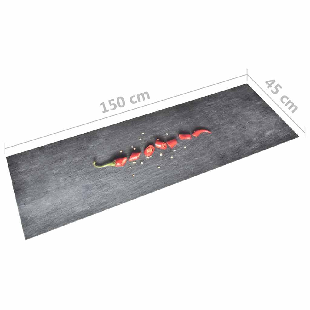 Waschbare Küchenbodenmatte Pfeffer 45x150 cm rutschfestes Design für Flur, Eingang, Balkon, Garten, innen und außen, Schmutzfangmatte, bequem zu reinigen