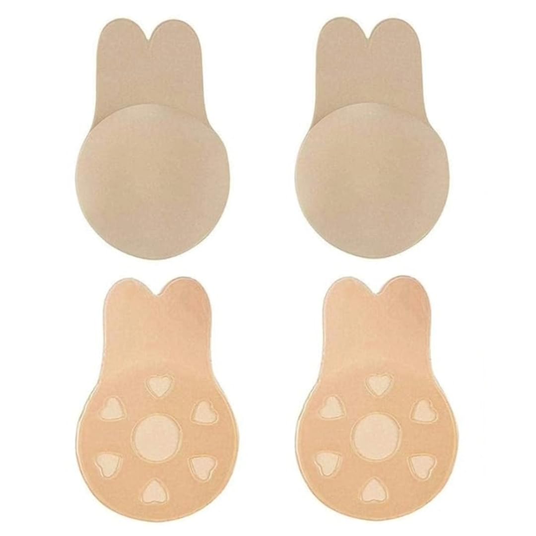 vikimo Silicone Nipple Covers for Women & Girls – Reusable Invisible Adhesive Bra Pasties with Rabbit Ear Breast Lift Design for Backless, Strapless, Deep V Outfits – Skin Color, (Pack of 2 Pair)-picture-23