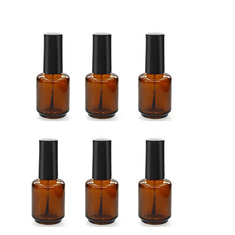CHUOZI 6 PCS 15ml Empty Glass Nail Polish Bottles,Brown Refillable Containers with Brush Cap for Art