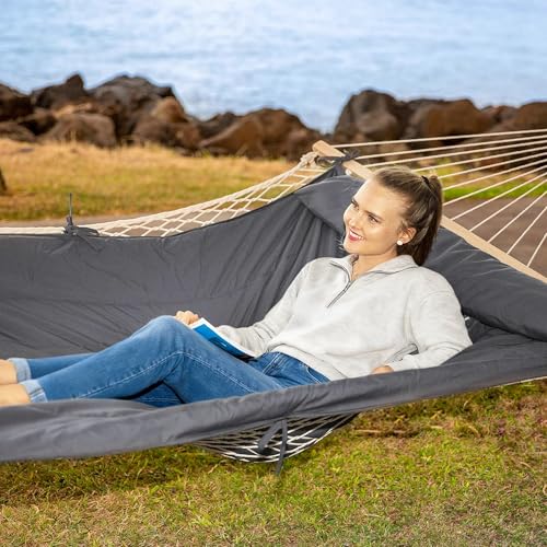 Image of SUNCREAT Hammocks for Outside, Two Person Hammock for Patio, Garden, Porch, Outdoor, Dark Grey