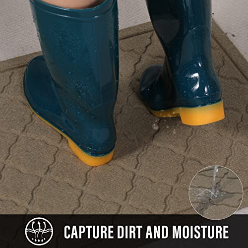 Hiyard Durable Front Door Mat, Absorbent Muddy Dirt Resist Welcome Door Mats Outdoor Indoor, Non-Slip Natural Rubber Backing Low Profile Doormat For Entryway, Patio, 30×17, Beige #TOP1