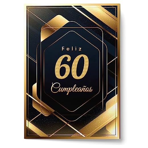 Cheerset Postal de Feliz Cumpleaños para Hombre o Mujer - Grande A4 21x30 cm con Mucho Espacio para Escribir - Incluye sobre (60 Años)