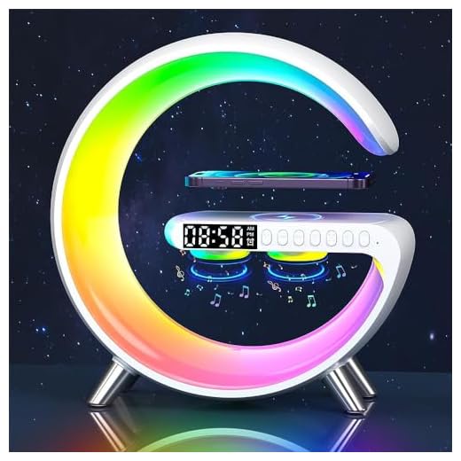 G SPEAKER 4 em 1 Luminária RGB Caixa de Som Bluetooth Carregador Sem fio por Indução 15W Relógio Despertador Smart Station Bivolt