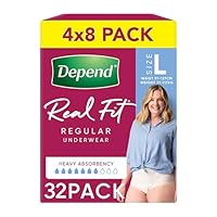 Depend Real Fit Incontinence Underwear Regular Women Large 32 Count (4 x 8 Pack) - Packaging May Vary