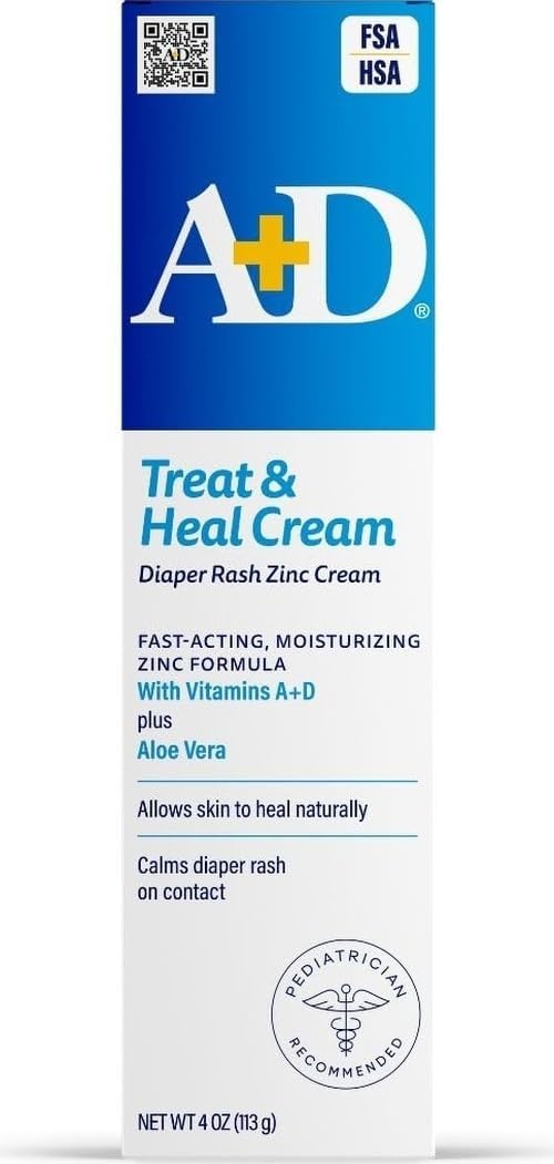 Zinc Oxide Diaper Rash Treatment Cream, Dimethicone 1%, Zinc Oxide 10%, Easy Spreading Baby Rash Cream, 4 Ounce Tube (Packaging May Vary)