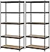 EDSAL UR341472BLK Steel Storage Rack, 5 Adjustable Shelves, 3200 lb. Capacity, 72" Height x 34" Width x 14" Depth, Black (Pack of 2)