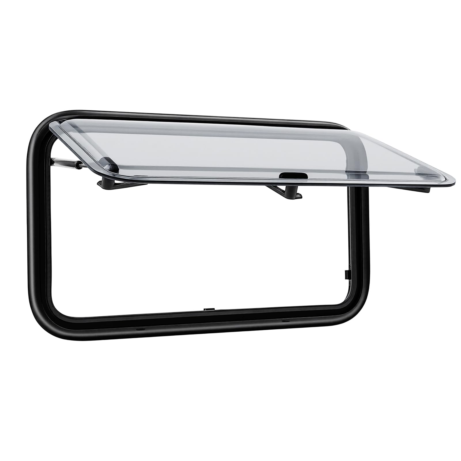 Ventana lateral de caravana de acrílico 700x400 con ángulo de apertura de 85°. Ventana con marco resistente a los rayos UV y rejilla anti-insectos para autocaravanas y caravanas