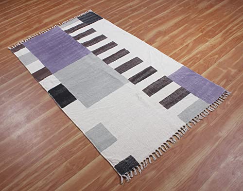 Tapis coton fait main multicolore dhurrie pour maison chaleureuse - 5
