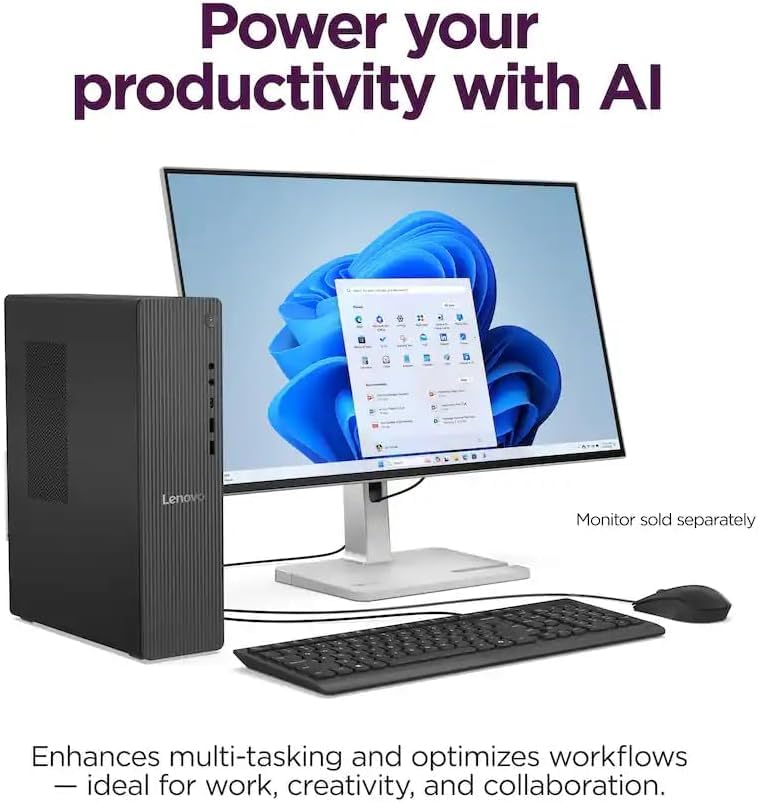 Image of Lenovo IdeaCentre Tower Desktop Computer, Intel 10-Core i5-14400 Processor (Up to 4.7GHz), 64GB DDR5 RAM, 1TB SSD, WiFi 6 & Bluetooth, Intel UHD Graphics 710, Wired KB & Mouse