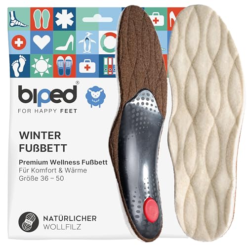 biped Winter Fußbett mit echter Lammwolle - Orthopädische Einlegesohlen...