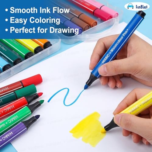Image of FunBlast Washable Watercolor Pens Set - Colouring Kit Art Markers Colour Sketch Pens Set Kids Artists Sketching Drawing Materials Craft Supplies Return Gift (24 watercolor pen set)