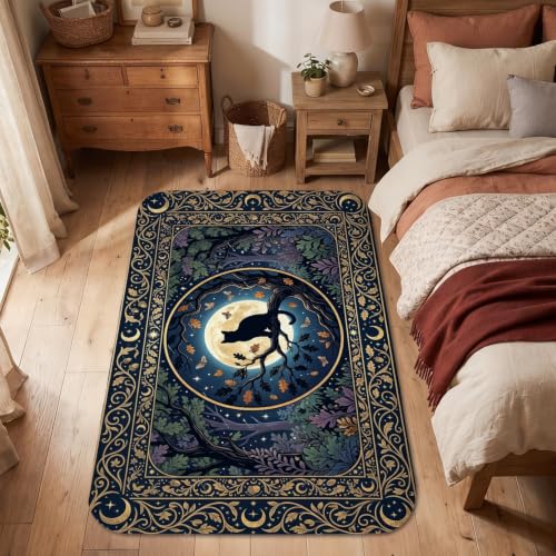 Alfombra de área para gatos en salón o dormitorio con diseño rústico de luna 6